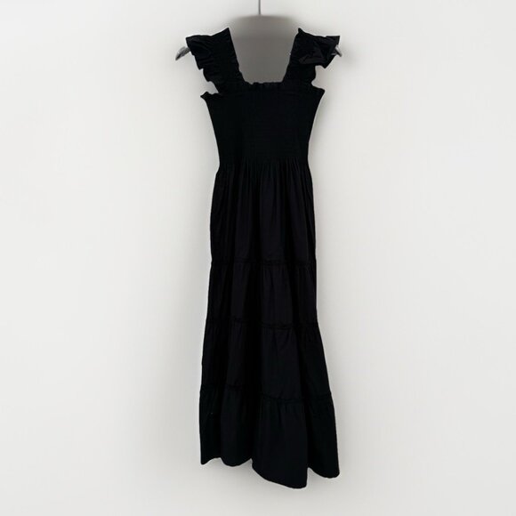 Quince Women's Organic Cotton Smocked Midi Dress sz S Black Sleeveless PO - Picture 7 of 7